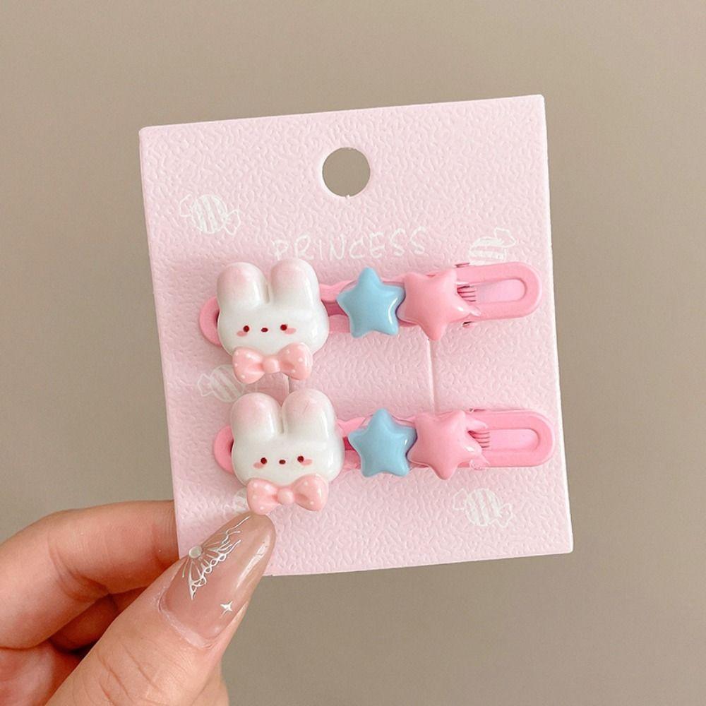 2Pcs/set Candy Color Hairpin Fine Flash Duckbill Clip Fashion Rabbit Hair Clip Women