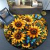 Sunflowers And Butterflies Garden Round Rug for Livingroom,Bedroom, Palyroom, Chair Rug, Area rug, Circle Carpet, Large Size Fan Christmas gift