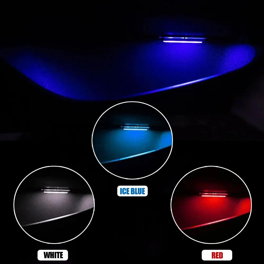 4 шт. Универсальный автомобильный подлокотник, внутренняя дверная ручка, подсветка, светодиодная внутренняя чаша автомобиля, автомобильная атмосферная лампа, декоративные аксессуары