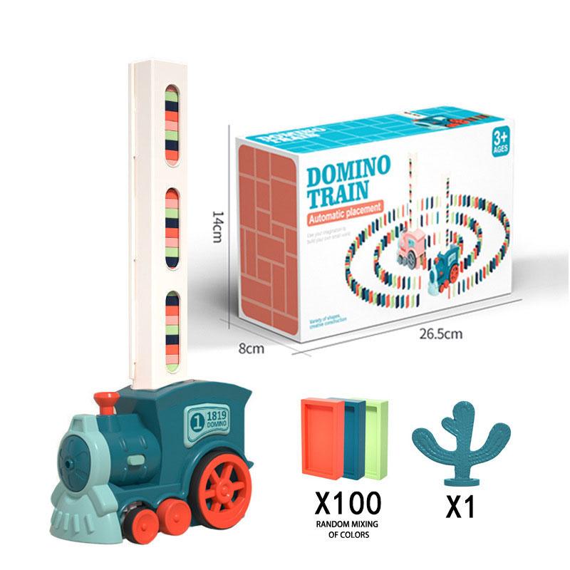 PDTO Автоматическая укладка блоков электропоезда Домино Набор образовательных детских игрушек в подарок