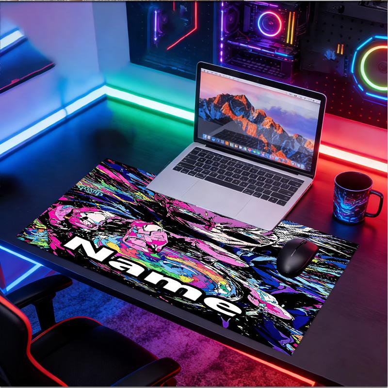 Custom Name Personalized Jujutsu Kaisen Pattern Mousepad, Laptop PC Desk Mat, Decorative Desk Mat for Home Keyboard Pad Gift