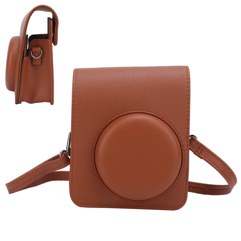 PU Leather Mini Camera Case Bag with Adjustable Shoulder Strap for Instax Mini 40 CameraBrown