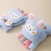 Kid's Warm Thick Flip Half Finger Gloves Boys Girls Winter Warm Gloves Cartoon Cute Rabbit Gloves Daily Crawling Outing Gloves