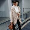 Hooded Double-sided Plush Cardigan Jacket Women's Loose Buttonless Outerwear Solid Color Long Sleeved Coat Warm Casual Autumn and Winter