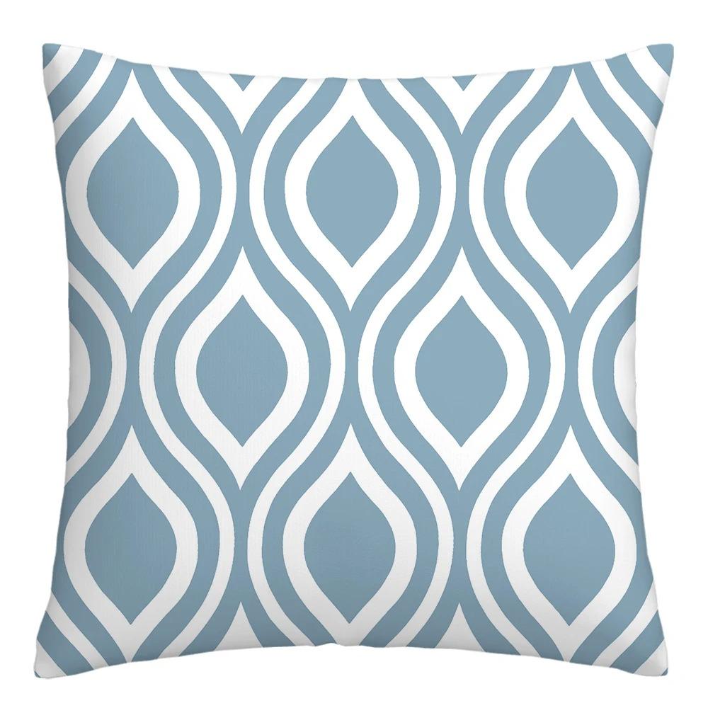 Blue and White Geometric Decorative Pillowcase Living Room Office Home Pillowcase Car Ornaments