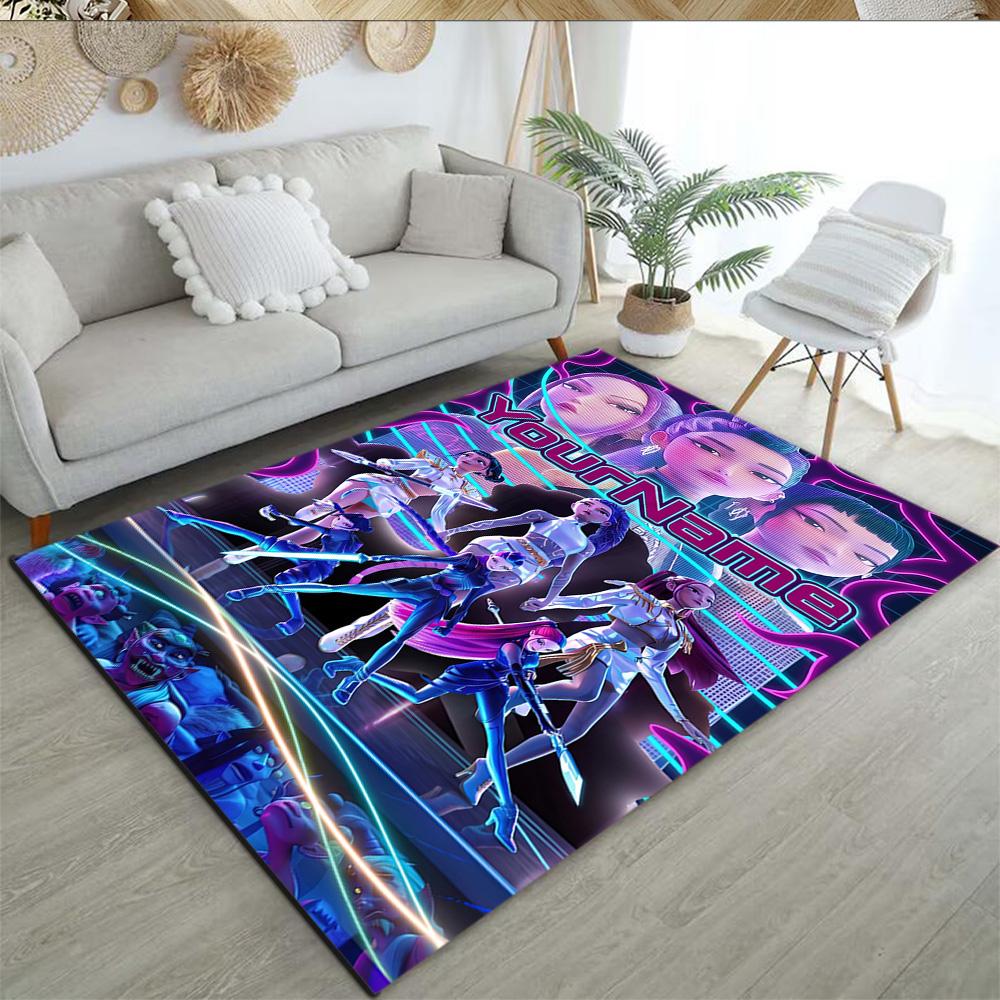 Demon Hunter Girls 7 Personalized Text Floor Rug Office Rug Design for Entryway Balcony Kitchen Playrooms Anti-slip Rug Anime Office Decor