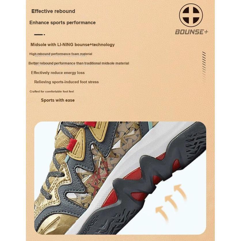 Li Ning удобные и прочные баскетбольные кроссовки детские кроссовки золотистые YKBS086-5