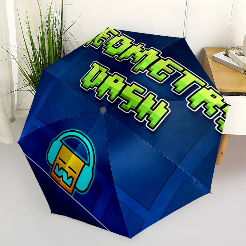 Geometry Dash Fashionable Automatic Opening/Closing Folding Umbrella. Portable and Foldable, Ideal for Gift, Travel, and Daily Use.