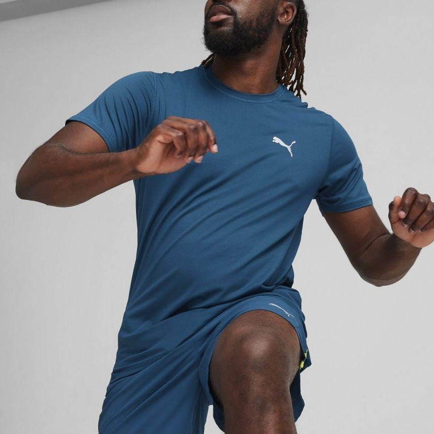 Puma Solid Color Casual Sports Training Crew Neck Short Sleeve T-Shirt Men Tops Ocean-Blue 524989-21