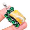 Natural Bumble Bee Jasper,Diopside Stone 925 Sterling Silver Pendant 1.97" K3t01