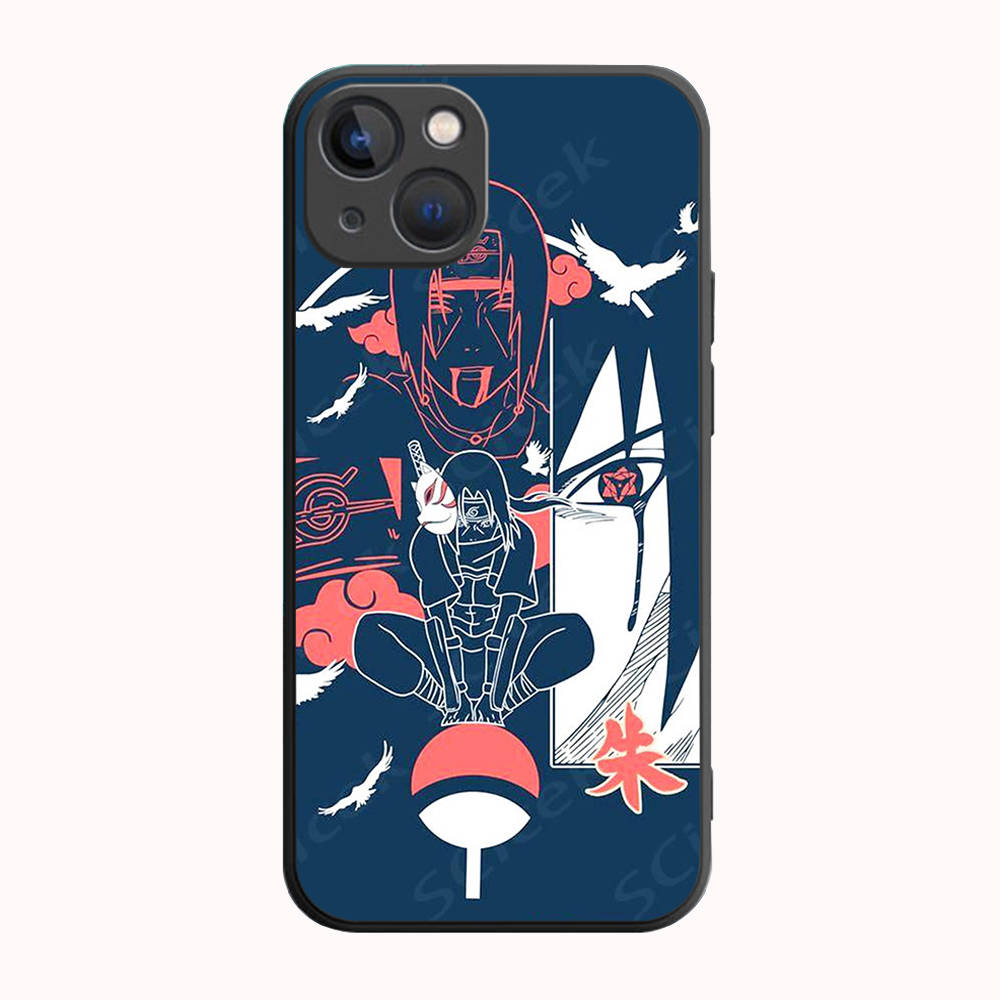Черный чехол B-5 Naruto Itachi для Redmi 10A 10C 12C 13C 9A 9C 9T A3X Note 10 9 9S 10S iPhone 11 12 13 14 15 16 X XS Pro Max Mini 7 8 Plus XR
