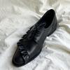 Ретро нишевые маленькие кожаные туфли с оборкой по краю, женские весна-лето 2025, новые, с маленьким круглым носком, на толстом каблуке, на шнуровке, туфли-броги