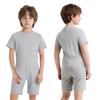 Kids Girls Boys Adaptive Clothing Round Neck Short Sleeve Back Zipper Solid Color Jumpsuit