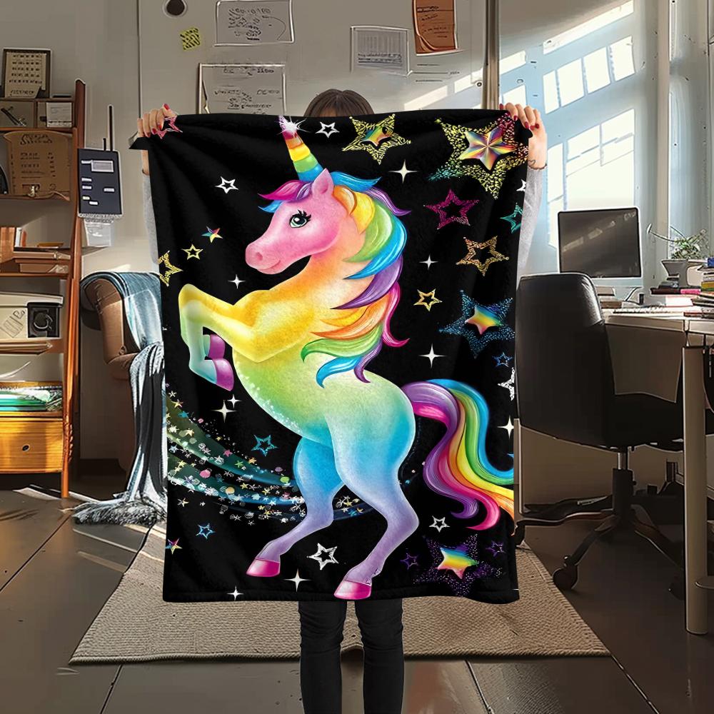 1Pc Uni-horse Print Flannel Blanket, High quality Comfortable for All Seasons, Home Decor, Warmth and Comfort, Perfect for Christmas Gifts