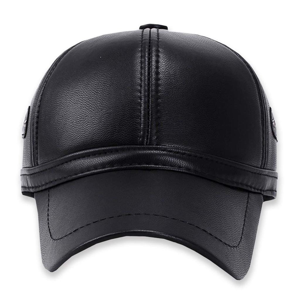 ШАПКА КОЖАНАЯ WHITE FANG Модная Защита от холода Наушники Флис CA100 Осень/Зима Мужская (01 черный)