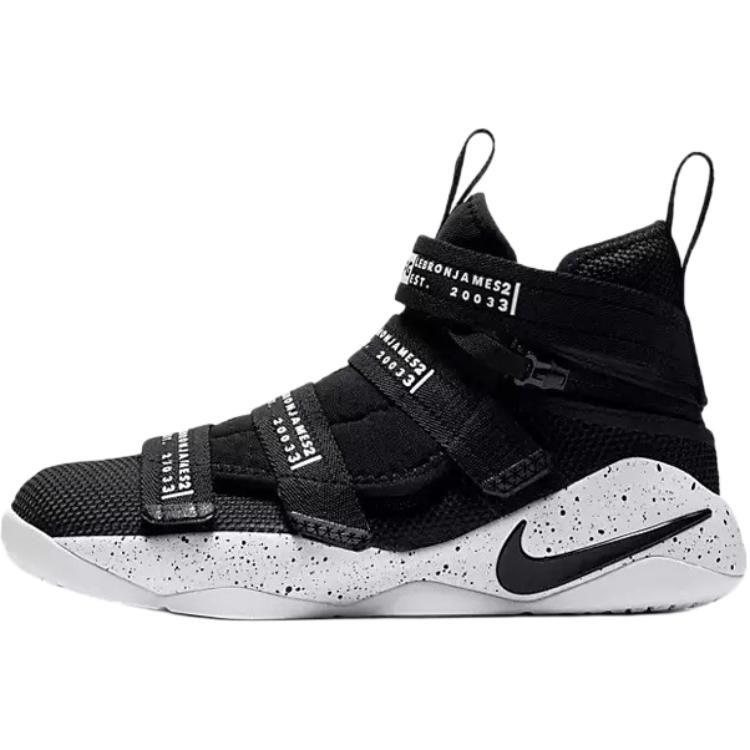 Nike Кроссовки для баскетбола Zoom Soldier 11, нескользящая подошва, амортизация, высокие, унисекс, Черно-белые, AJ6985-002