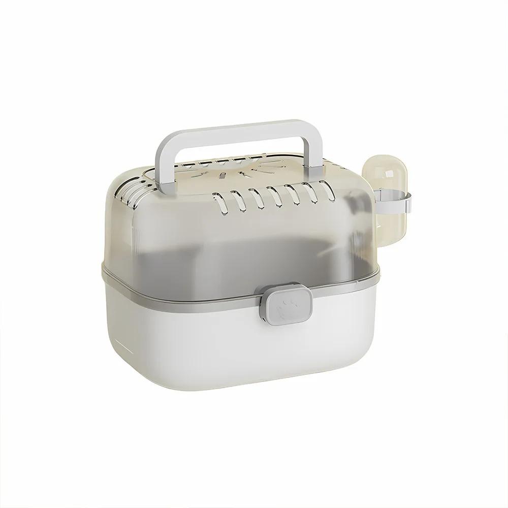 Escape-Proof Hamster Travel Carrier Secure Latches Ventilated Small Pet Cage Comfortable Clear Guinea Pig Handheld Case Outdoo