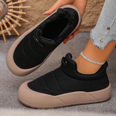 Повседневные водонепроницаемые кроссовки на толстой подошве для женщин 2025 Зимние теплые ботильоны до щиколотки из короткого плюша на платформе, пушистые нескользящие зимние сапоги