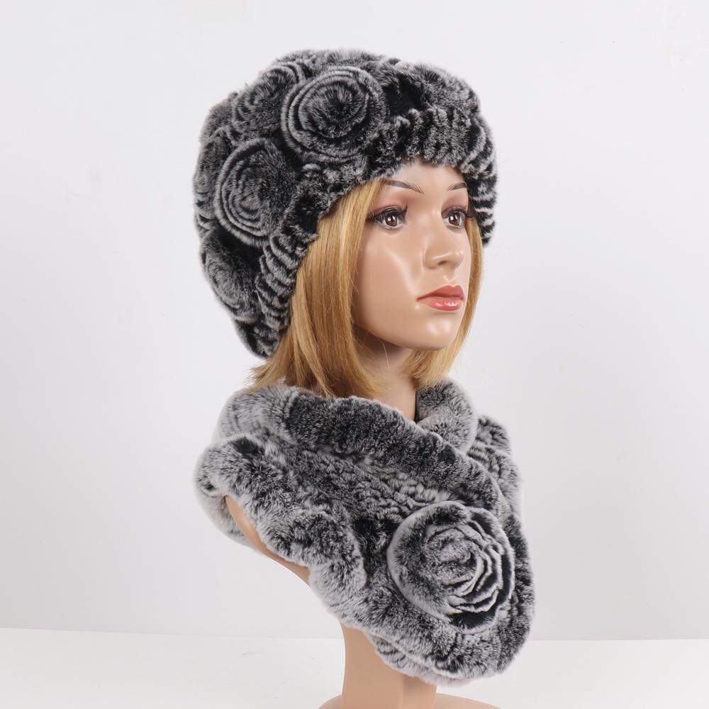 Новые женские зимние наборы шапка и шарф из натурального теплого меха кролика рекс, вязаные шапки и шарфы из натурального меха, муфта
