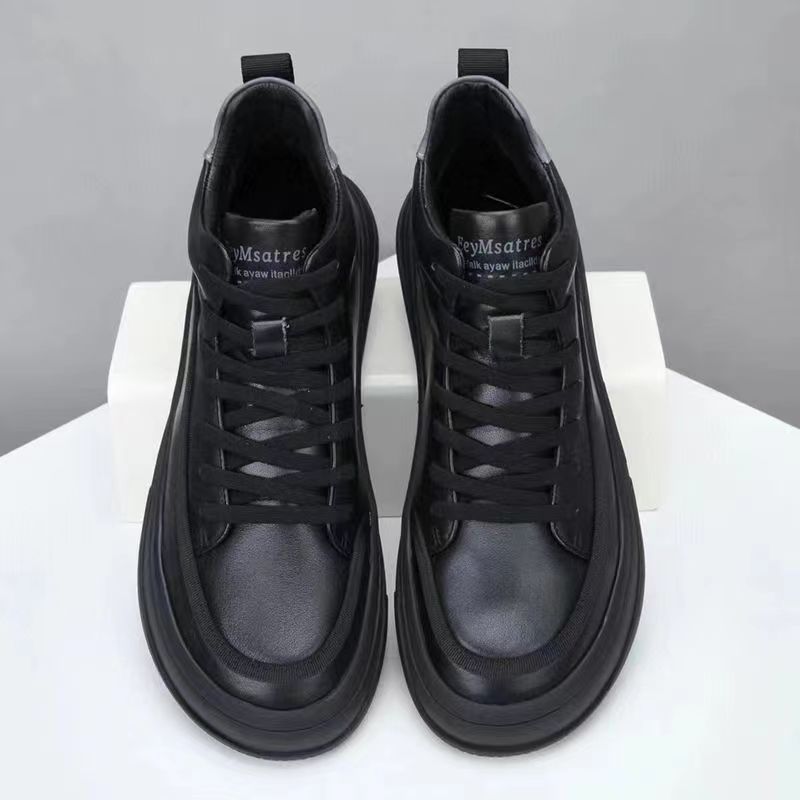 Хлопковые туфли мужские зимние кожаные с бархатом теплые трендовые универсальные высокие повседневные туфли из хлопка хлопковые ботинки мужские туфли D611