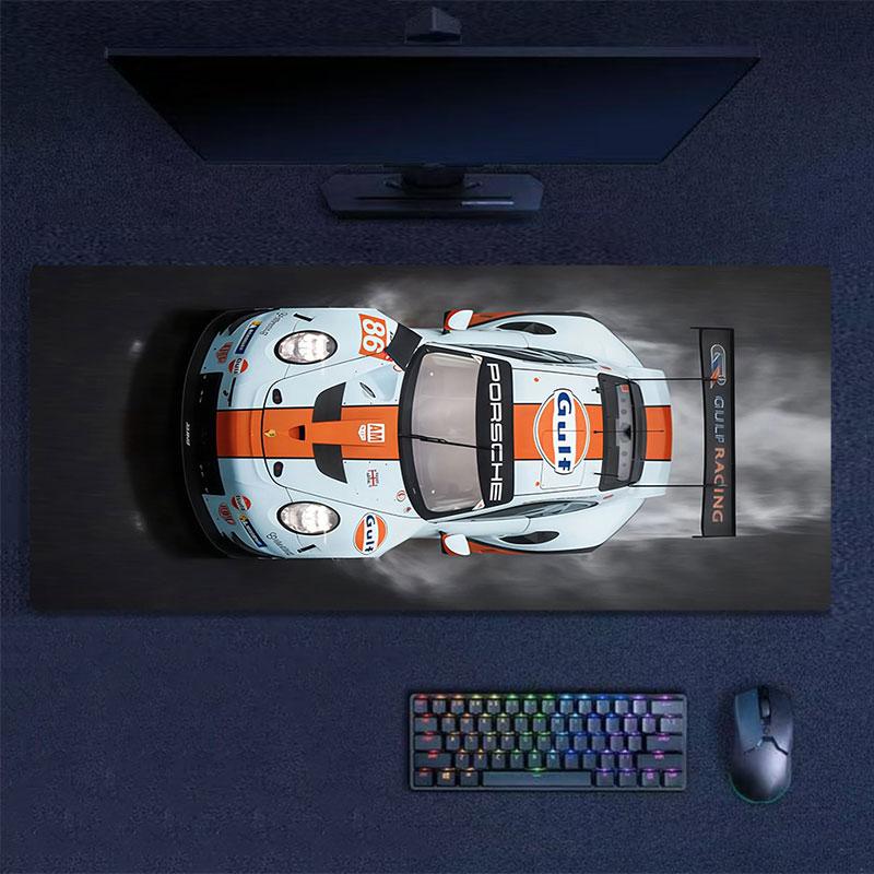 Коврик для мыши Gulf Racing Art, Большой игровой коврик для стола, Нескользящий коврик для мыши XXL для ноутбука и планшета, Игровой коврик для мини-ПК со прошитыми краями