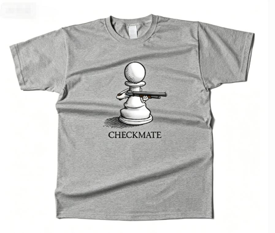 Mens Checkmate Graphic Chess Funny T Shirt Street Casual Style Tee for Men and Women . Moisture Wicking Graphic T Shirts.