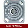 4 Pack 6 x 2 Inch Caster Wheels 2 Rigid and 2 Swivel Casters with Side Brake Polyurethane Iron Core Plate 1000LBS Capacity Per Wheel