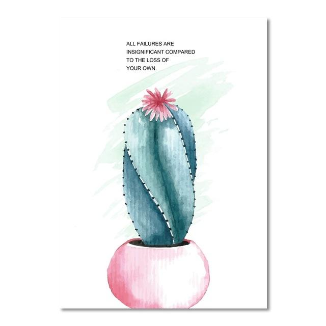 Скандинавская ручная роспись кактуса в горшке, плакат с принтом, картина на холсте, картина для прохода, настенное искусство для дома, граффити, современное украшение для спальни