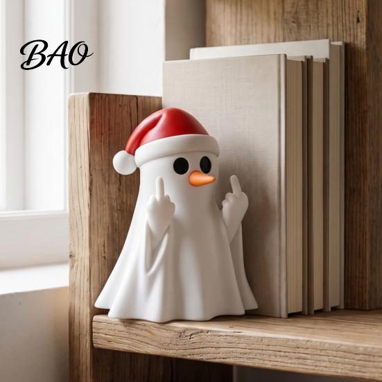 Whimsical Desk Sculpture Christmas Ghost Pen Holder with Santa Hat, Funny Desktop Organizer, Home Office Decor Halloween Tabletop Statue, Holiday for