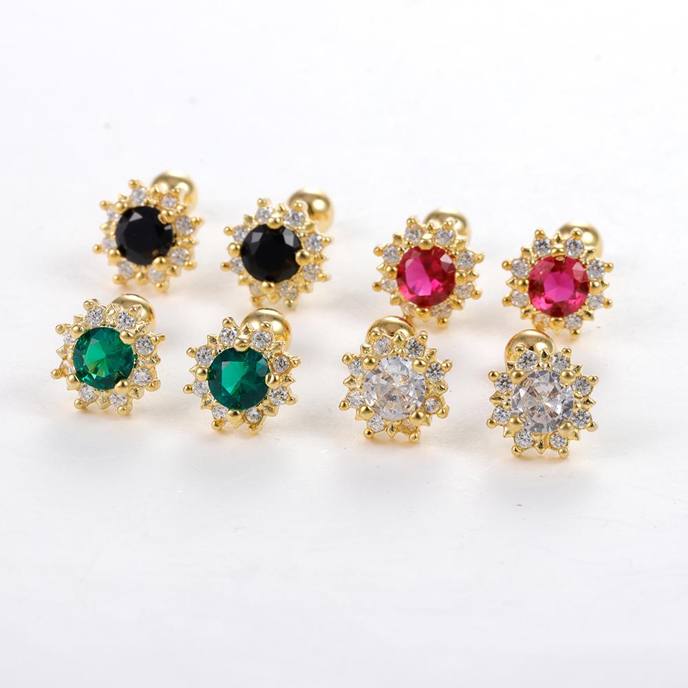 Классические серьги-гвоздики из нержавеющей стали с минимальным кристаллом в форме цветка для женщин, простые модные серьги-гвоздики золотого цвета для пирсинга, ювелирные изделия для вечеринок