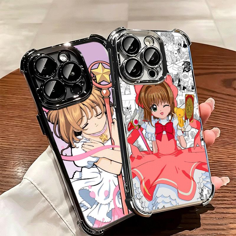 Мягкий чехол для телефона с аниме CardCaptor Sakura для iPhone 15 16 17 Air 14 Pro Max 16E Plus 13 12 Mini, с покрытием, противоударный Fundas