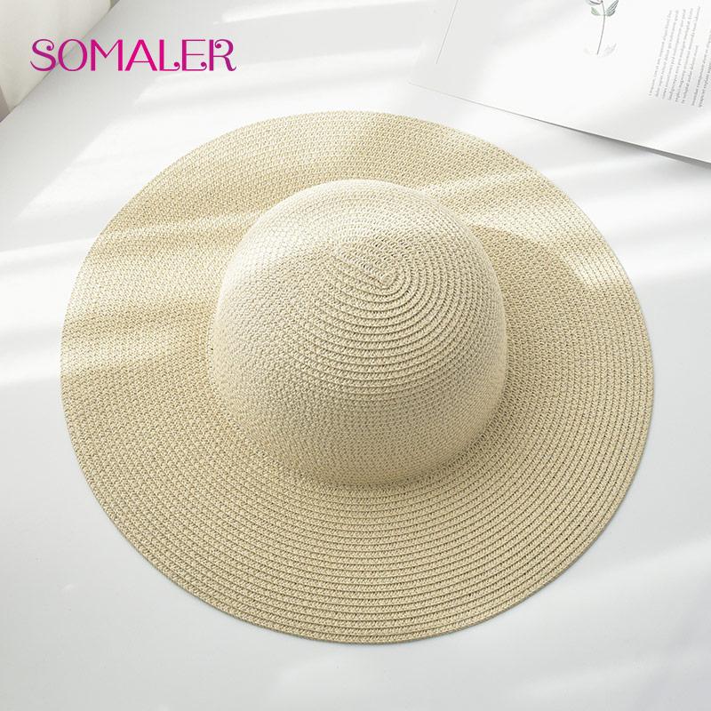 SOMALER Летние соломенные шляпы от солнца для женщин. Пляжные шляпы с широкими полями и защитой от ультрафиолета.