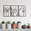 3 Pcs Modern Black Metal Wall Sculpture - Minimalist Home Decor. Abstract Single Line Design for Living Room or Bedroom.