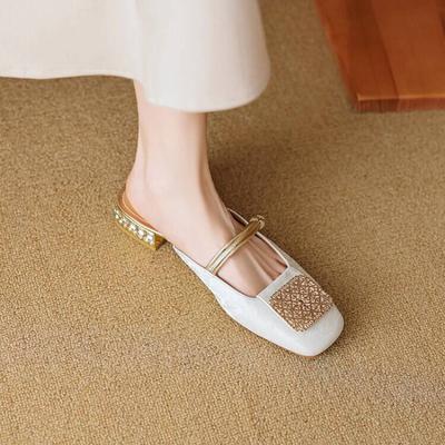 Модные хрустальные роскошные шлепанцы с квадратным носком, женские сандалии на высоком каблуке, туфли-мюли, летние дизайнерские 2025, брендовые, сексуальные, на массивном каблуке, шлепанцы