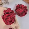 Женское кольцо для волос с 3D-декором в виде цветка розы, гладкая атласная резинка для волос, безопасная для кожи головы, аксессуар для волос