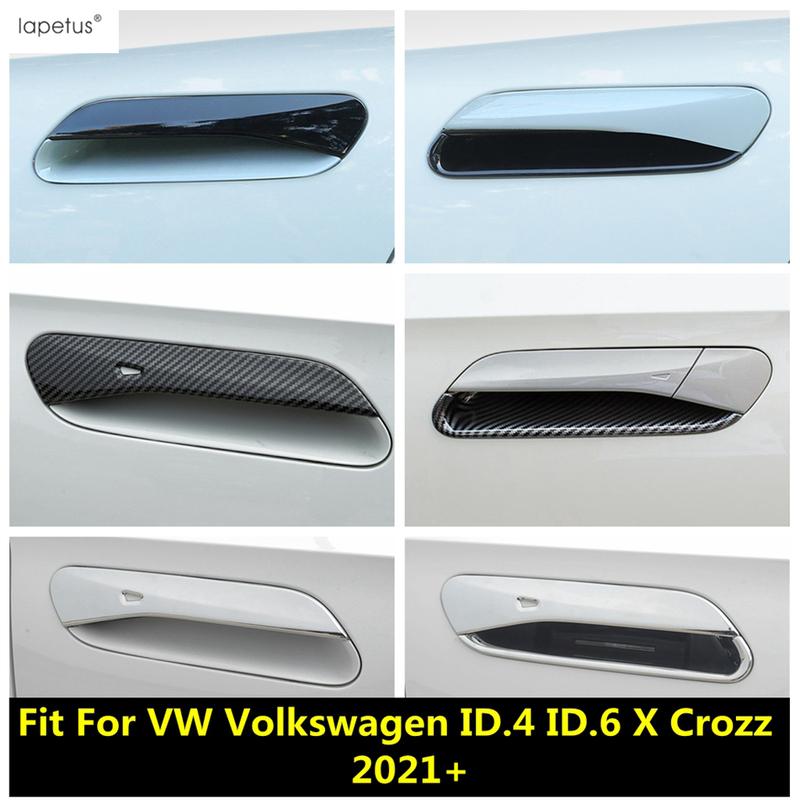 Car Door Handle Bowl Protection Cover Trim For VW Volkswagen ID.4 ID.6 X Crozz - 2025 Carbon Fiber / Chrome Accessories