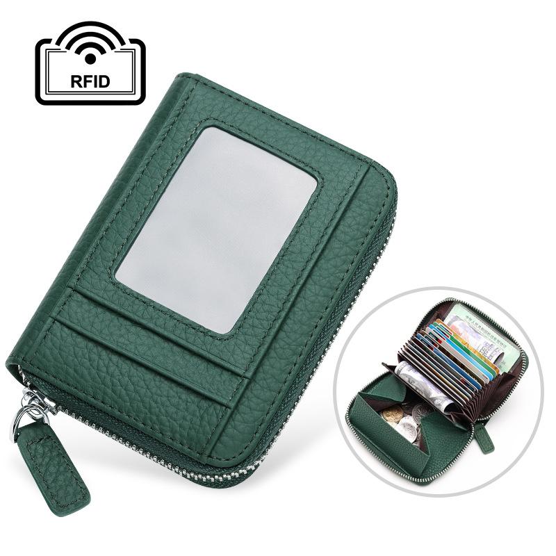 Rfid Card Holder 100% Genuine Leather Business Card Wallet Organ Card Bag Female Bag Japanese