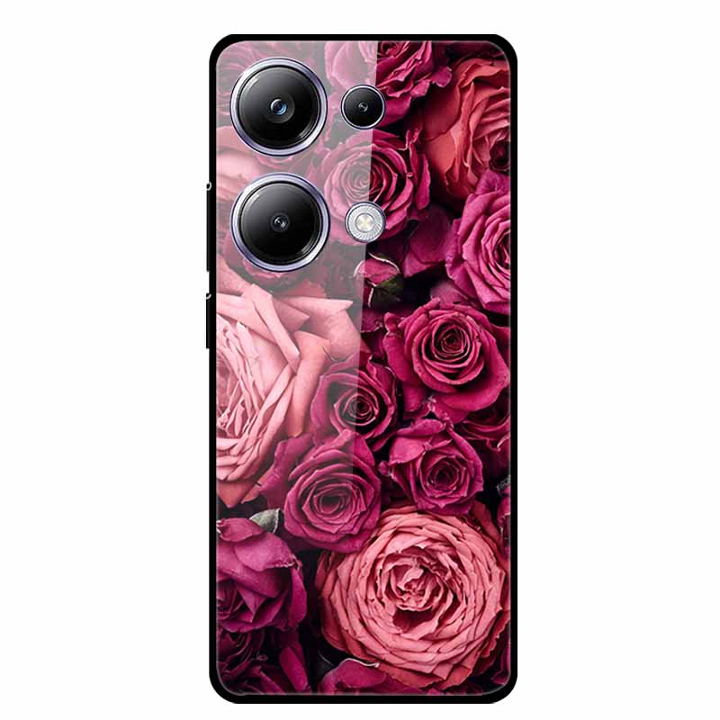 Glass Back Cover For Poco M6 Pro 4G Case M 6 M6Pro Hard Tempered Glass Case For Xiaomi Redmi Note 13 Pro Phone Case Soft Bumper