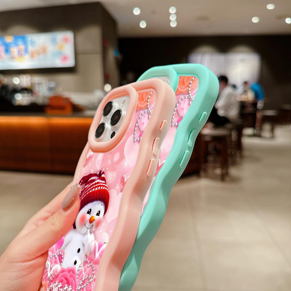 Мягкий чехол для телефона Macaron Big Wave для iPhone 11 12 13 14 15 Samsung A14 A24 A53 A54 A55 Xiaomi Redmi Note 13 12C, чехол A3 Merry Christmas Bear Deer art