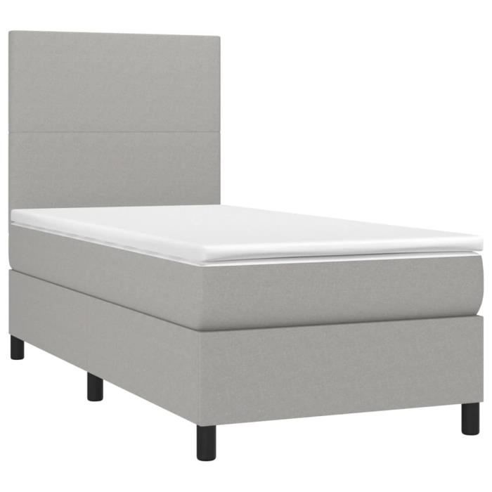 3141577 vidaXL Divan Bed and Mattress Light Grey 90x190 Cm Fabric
