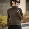 French Minimalist Style Stacked Collar Knitted Bottomed Wool Sweater Women'S New Inner Thin Warm Sweater Top