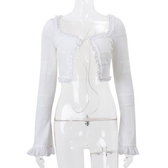 Женский сексуальный комплект из двух мини-юбок с низкой талией, многоуровневая юбка с оборками, короткий расклешенный топ с длинными рукавами и завязками, комплект для вечеринки и клуба