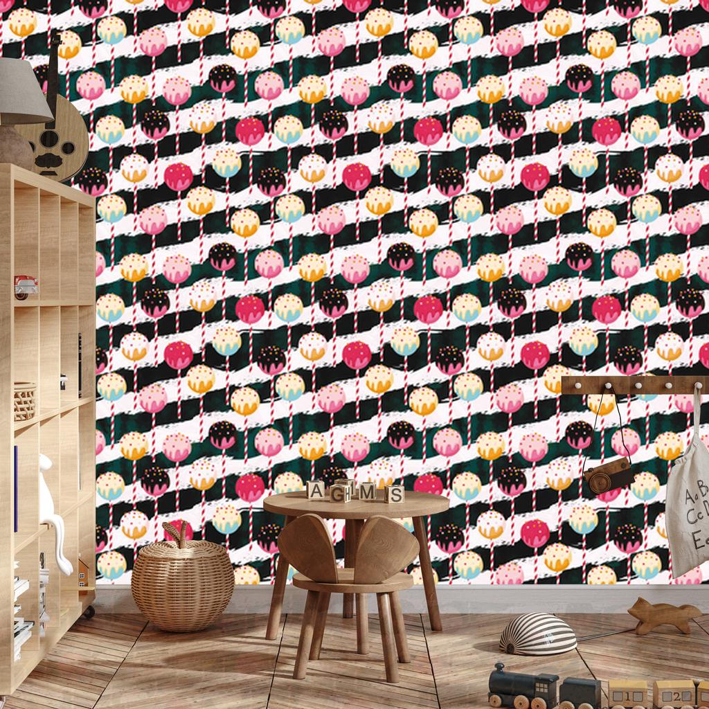 Wallpaper Colorful lollipops with a zigzag pattern for the living room and bedroom 50x1000