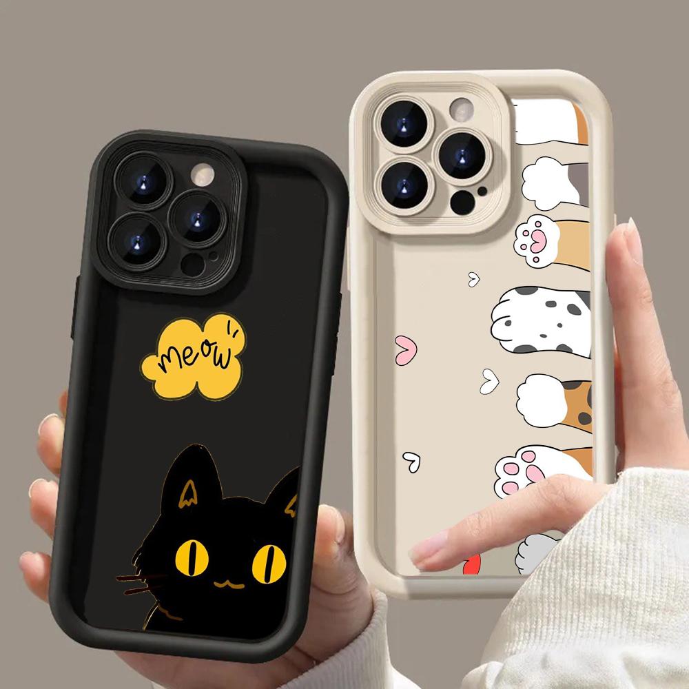 LZ9 мультяшный кот милый художественный дизайн силиконовый чехол для телефона Xiaomi 11 Lite 5G 14T Redmi 14C 13C A3 Note 12 11 9 10 13 Pro Plus противоударный задний чехол