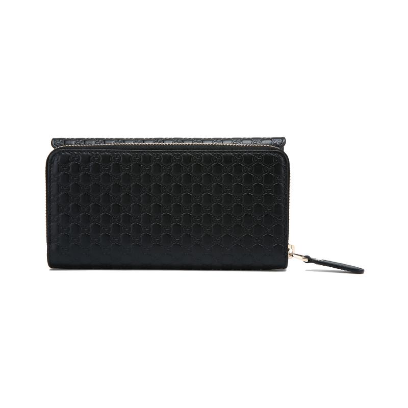 Gucci Presbyopia Logo Long Folding Embossed Leather Wallet Wallet Unisex Black #ClassicRecommendation#
