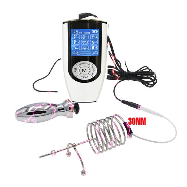 БДСМ Электрический Шок Анальная Пробка Пенис Пробка Электросекс Кольца E-стим Стимулятор Ануса Клетка Целомудрия Мастурбация Секс-Инструменты Для Мужчин