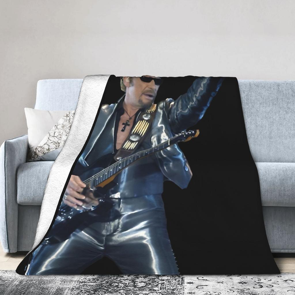 Johnny Hallyday Plush Blanket Girls Boys Flannel Throw Blanket For Outdoor Warm Soft DIY Quality Bedspread