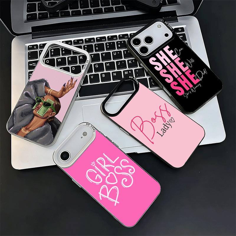 Чехол для телефона Girl Boss Lady Pink Ударопрочный для iPhone 17 Air 16 16E 15 Pro Max 14 Plus 13 Mini 12 Задняя крышка Защита от падения Fundas