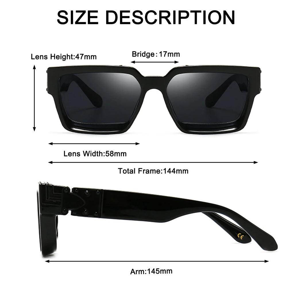 Square Thick Frame Luxury Oversized Sunglasses Men Women Fashion Uv400 Glasses