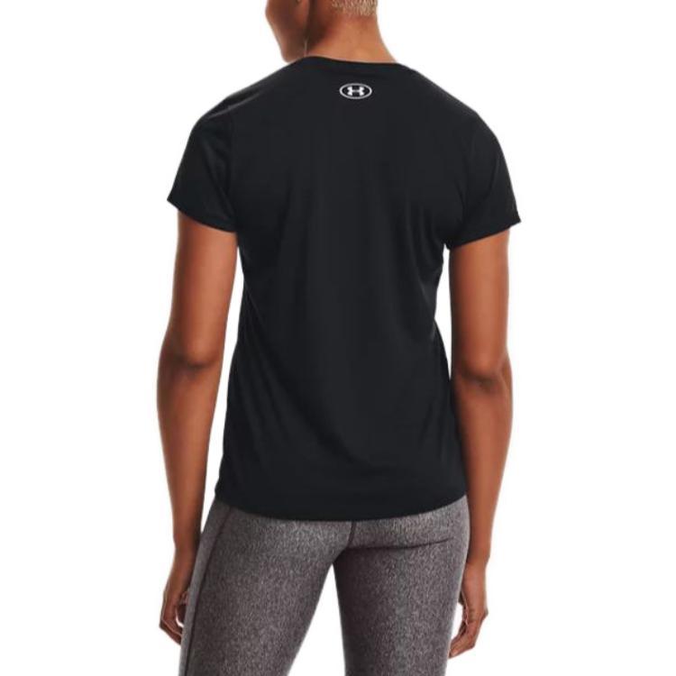 Under Armour Однотонная футболка с v-образным вырезом и коротким рукавом с логотипом, женские топы, черные 1255839-002